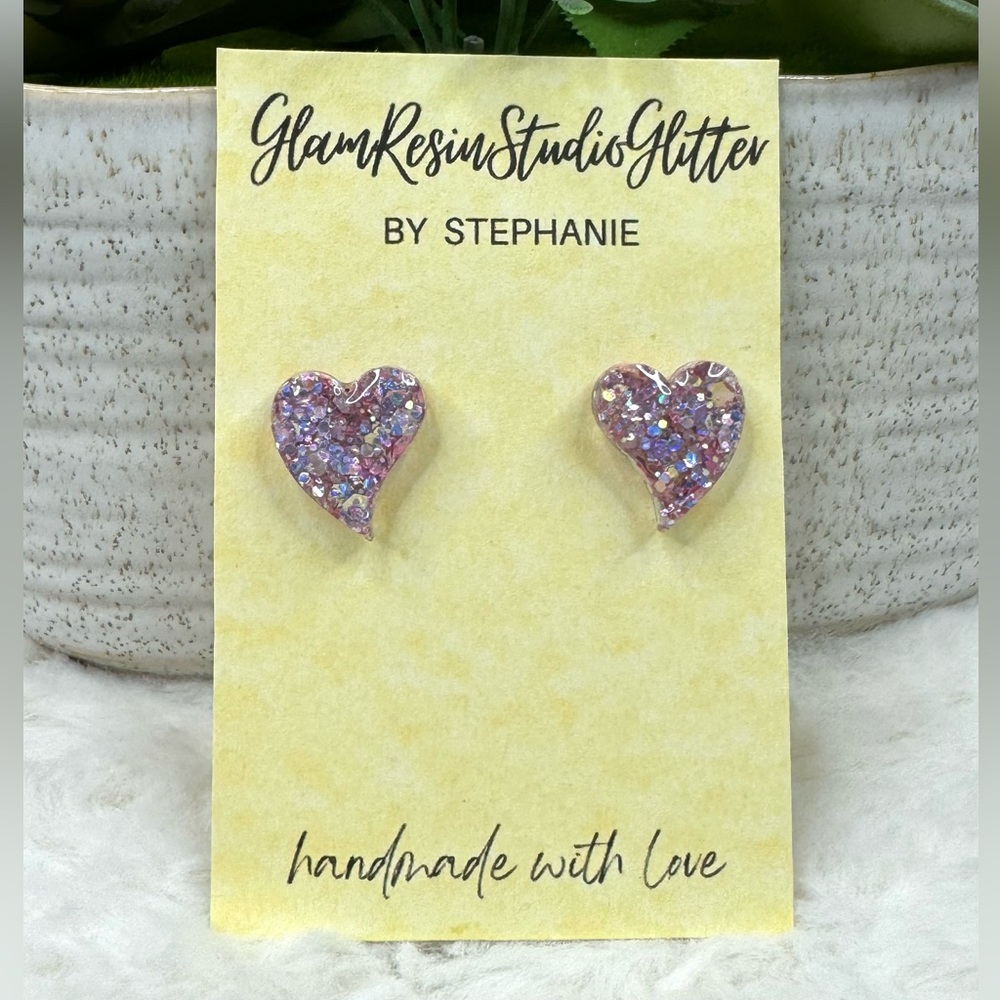 💜Glittered Earrings/Stainless Steel💟